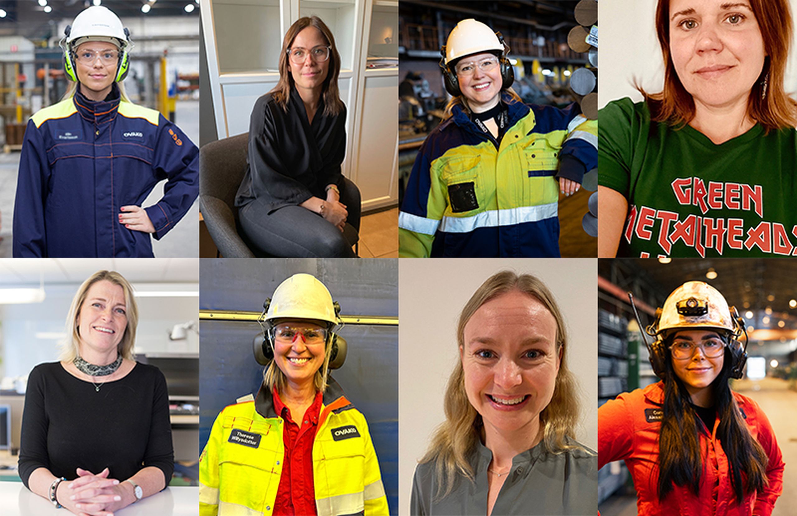 Eight Ovako female colleagues in a collage