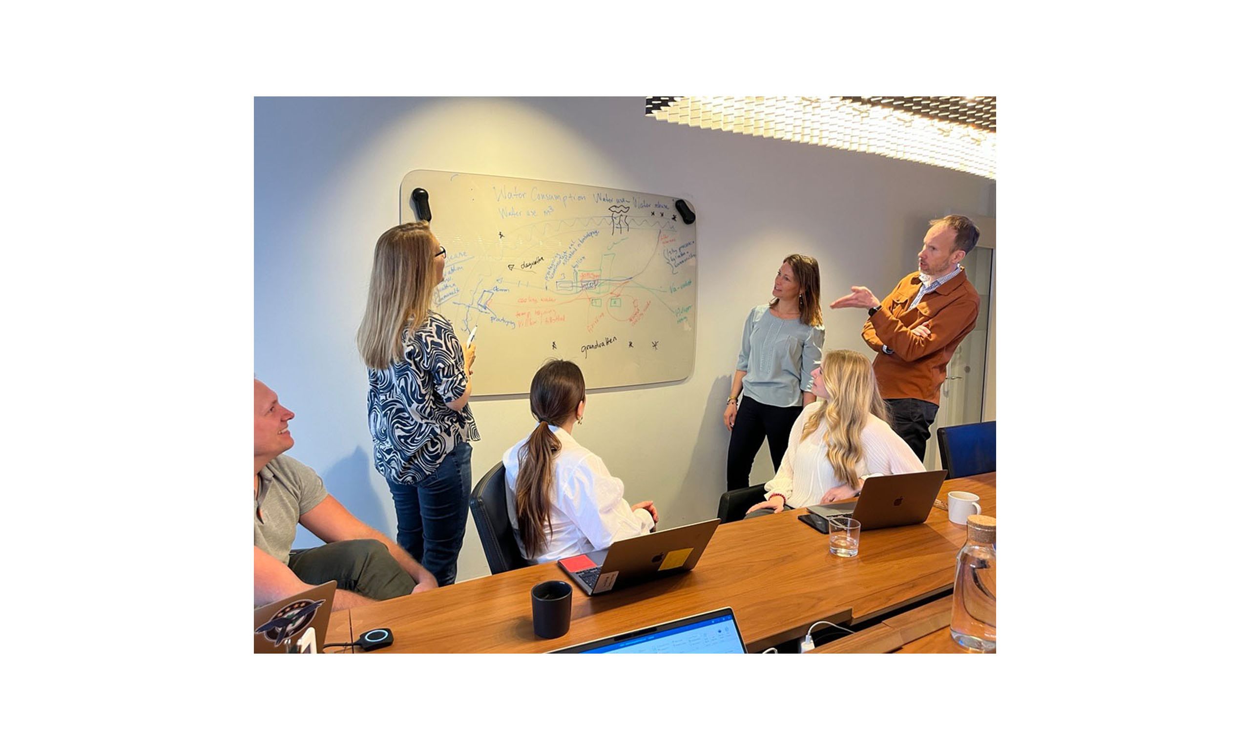 Ovako employees in an office setting discussing CSRD
